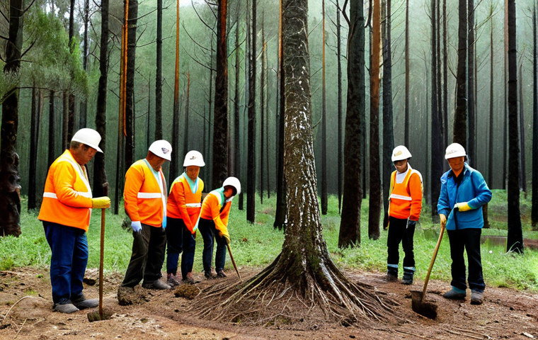 **

"A community planting native trees in a restored Portuguese forest, fully clothed volunteers, appropriate attire, safe for work, family-friendly, perfect anatomy, correct proportions, natural pose, vibrant colors, professional photography, high resolution. Focus on the joy of the volunteers and the beauty of the landscape."

**