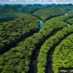 Home 19 서식지 회복을 위한 전문가 인터뷰 - A vibrant aerial view of a lush Brazilian Atlantic Forest restoration site captured by a drone in mi...
